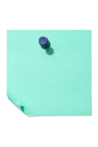 boş mavi yapışkanlı kağıt ve mavi pin - Fotoğraf, Görsel
