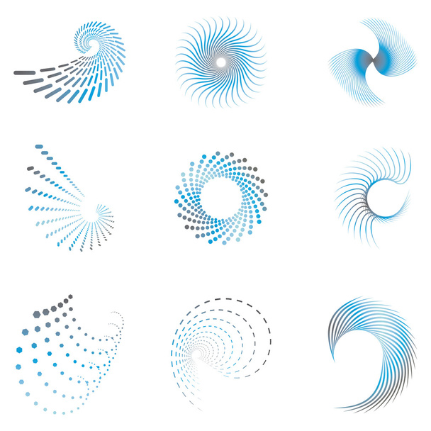 青とグレーの色の波動で創造的なデザイン要素 - ベクター画像