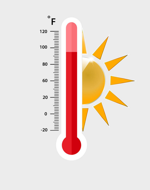 Ogrzewać ikonę termometr - pomiar symbol gorąco, zimno, Pogoda ilustracja - wektor wektorowa - Wektor, obraz