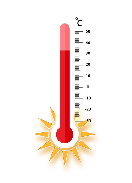 termómetro de calor icono - símbolo de medición de vectores caliente, frío, ilustración del tiempo - Vector
 - Vector, imagen