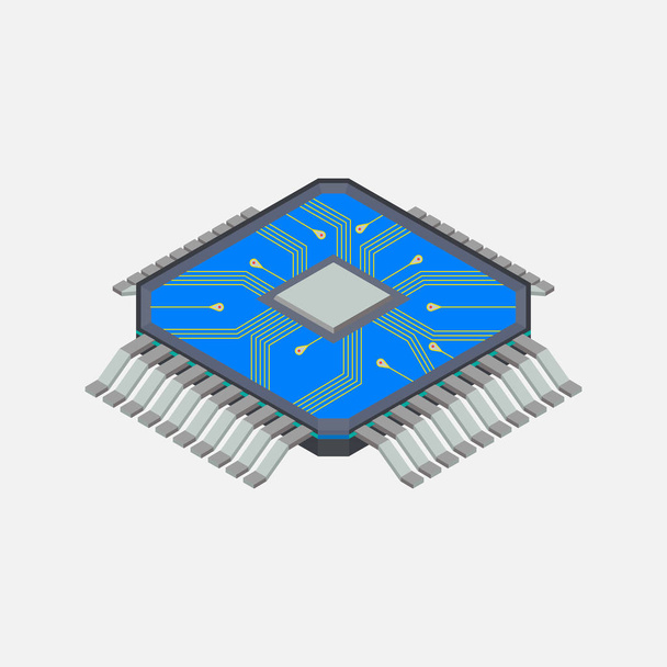 micro chip, computer chip, electronics, flat style, image - Photo, Image