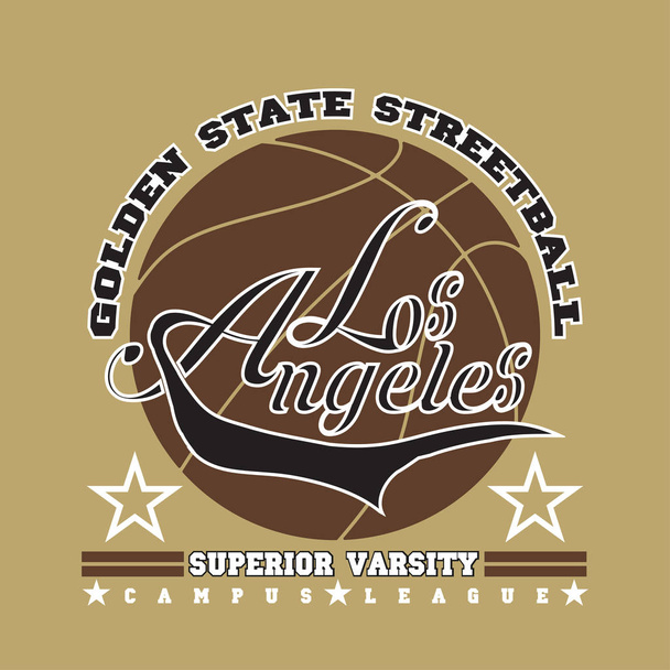 Tričko Los Angeles, basketbal grafiku, sportovní znak design, grafický tisk štítku - Fotografie, Obrázek
