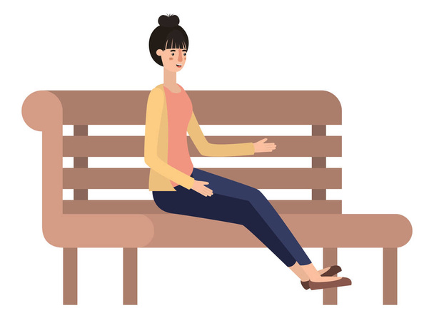 mujer sentado en el parque silla avatar carácter
 - Vector, imagen