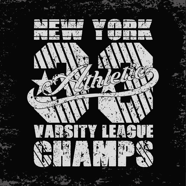 New York typography, design graphic, t-shirt printing man NYC, original design clothing, clothing, graphic design, emblem - Vector, Image