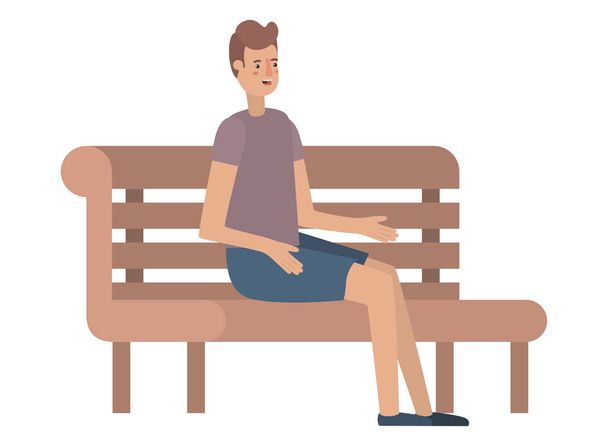 чоловік сидить у парку стілець аватар персонаж
 - Вектор, зображення