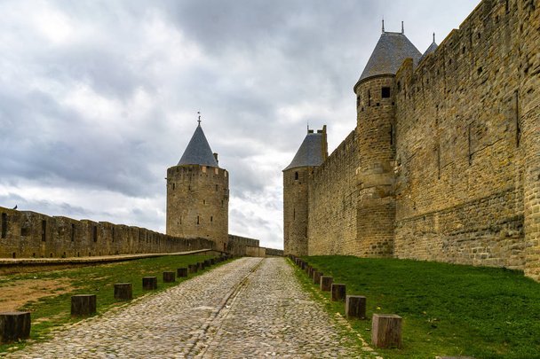 Fortified medieval city of Carcassonne in France. - Foto, Imagem
