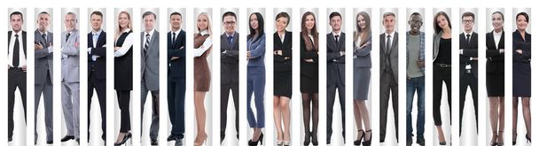 collage panorámico de grupos de empleados exitosos. - Foto, Imagen