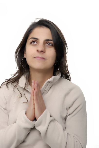 Молодая девушка молится
 - Фото, изображение