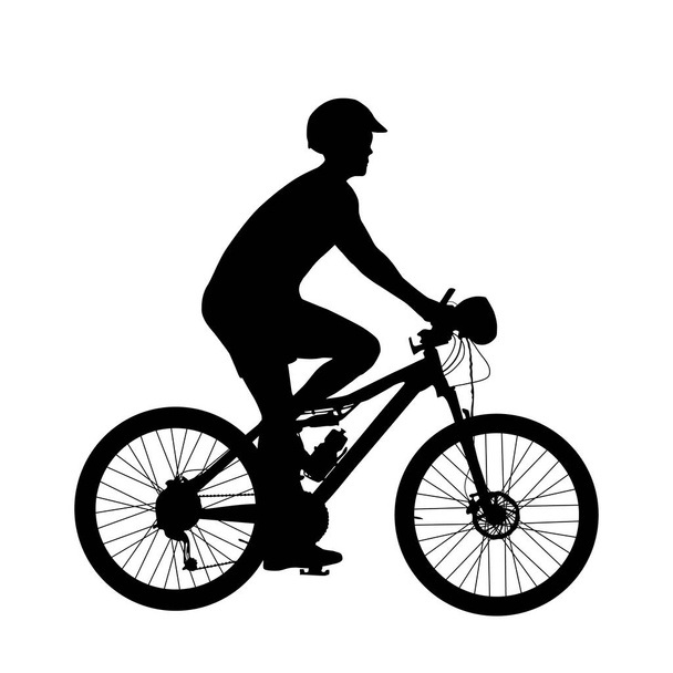 Силуэт велосипедиста изолирован на белом фоне вектора
 - Вектор,изображение