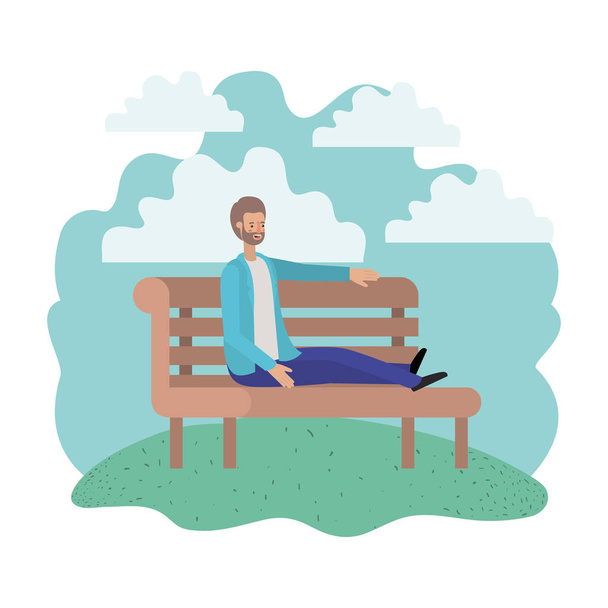 muž sedí v parku křeslo avatar znaků - Vektor, obrázek