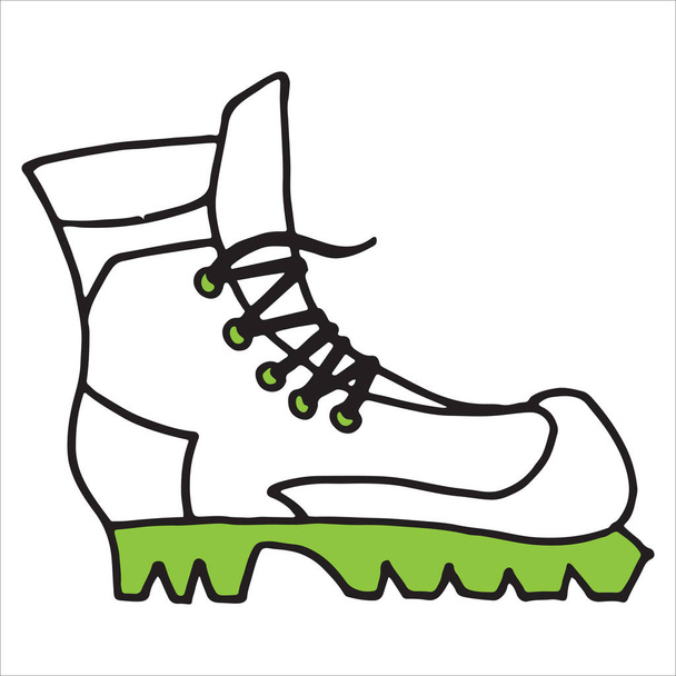 Vector sketch of sneakers with lacing on a white background. Sports shoes drawing isolated - Vector, Image