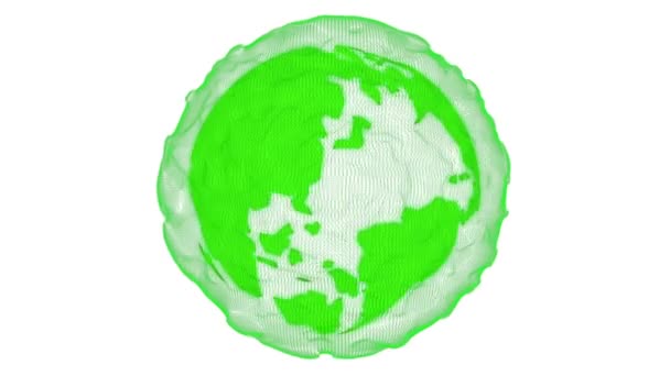 Αφηρημένο πράσινο πλανήτη με μη μορφή κάλυψης και λευκό φόντο βίντεο κίνησης. Eco κόσμο έννοια - Πλάνα, βίντεο