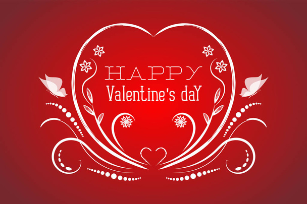 Valentines day white festive ornament on a red background. Vector illustration - Vettoriali, immagini