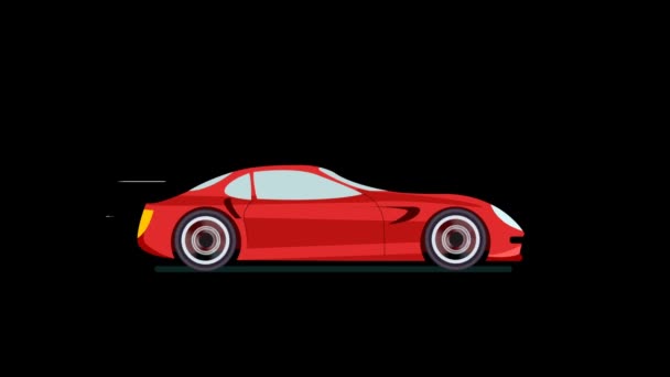 Rode sport auto draait op zwarte achtergrond animatie video - Video