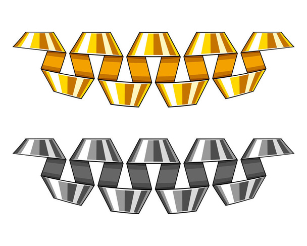 Set di striscioni a spirale decorativi in oro e argento
. - Vettoriali, immagini