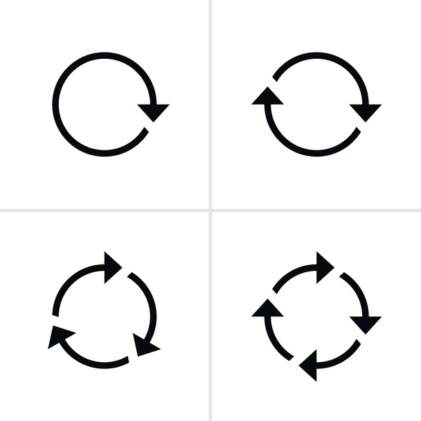 Set di 4 pittogrammi freccia per aggiornare il segno del ciclo di rotazione di ricarica
 - Vettoriali, immagini