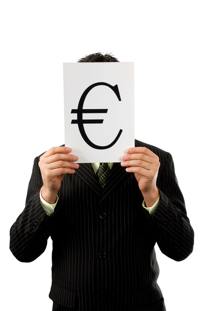 Businessman is holding Euro mark - Foto, Bild