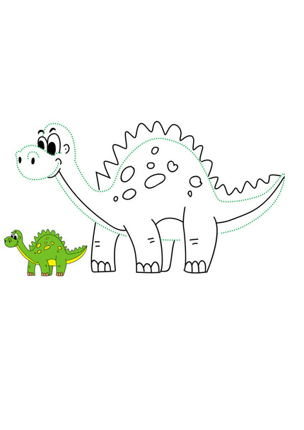 Dibujos animados Dino Vector Ilustración para colorear imagen para niños
 - Vector, imagen