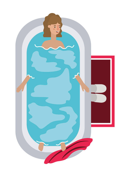young woman in bathtub avatar character - Vector, Image