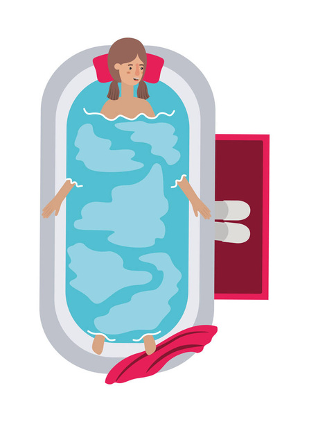 jovem mulher em caráter avatar banheira
 - Vetor, Imagem