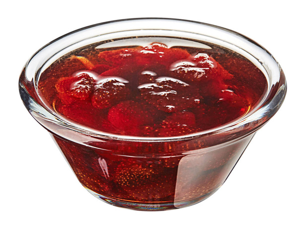 Bowl of strawberry jam isolated on white background.  - Foto, Bild