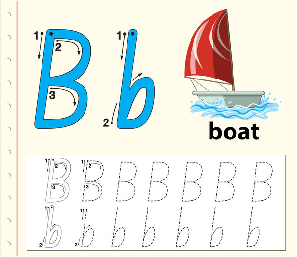 Lettre B illustration des feuilles de calcul de l'alphabet traceur
 - Vecteur, image