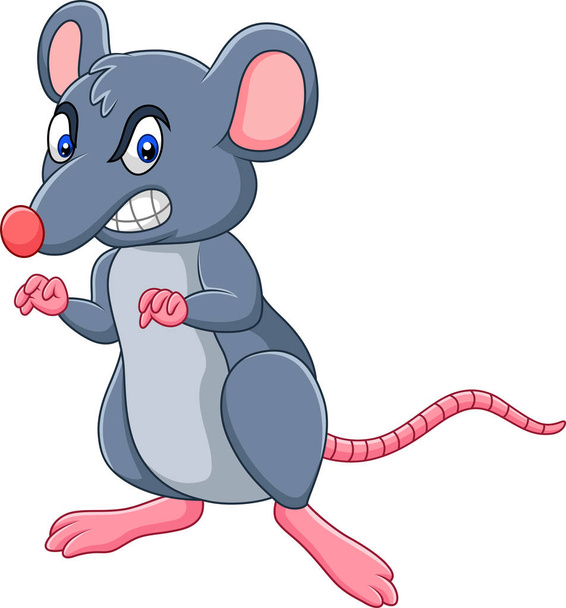Ilustración vectorial de Rata de dibujos animados con expresión de enojo
 - Vector, Imagen