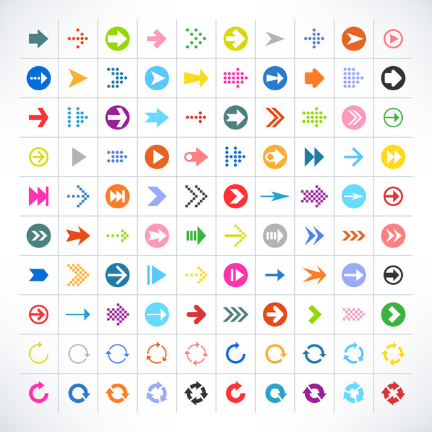 Set of 100 colored arrows - Vector, Image