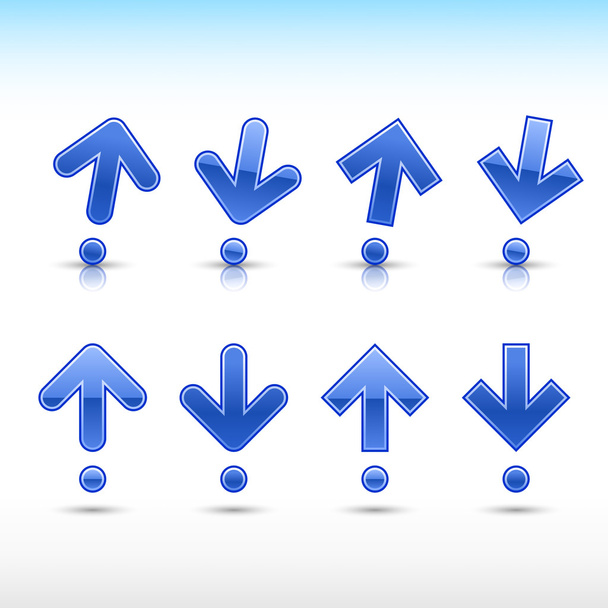 Signo de flecha azul en forma de signo de exclamación
 - Vector, Imagen