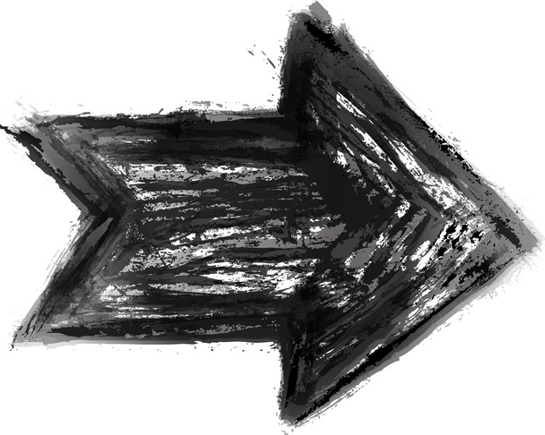 černá šipka izolovaných na bílém pozadí. inkoust skica vytvořil malování tahu štětce v akvarel ruční techniky. Tento vektorový obrázek Klipart design prvek 10 eps - Vektor, obrázek