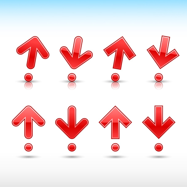 Signo de flecha roja en forma de signo de exclamación
 - Vector, Imagen