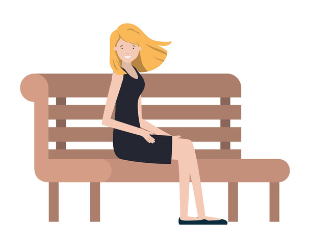 γυναίκα που κάθεται στο πάρκο καρέκλα avatar χαρακτήρων - Διάνυσμα, εικόνα