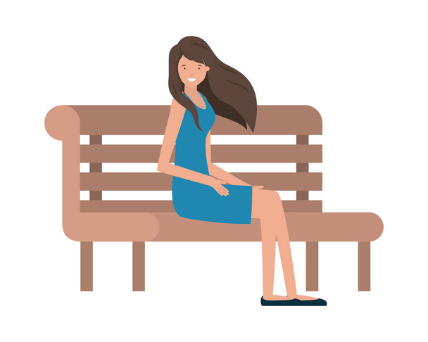 nő ül a parkban szék avatar karakter - Vektor, kép