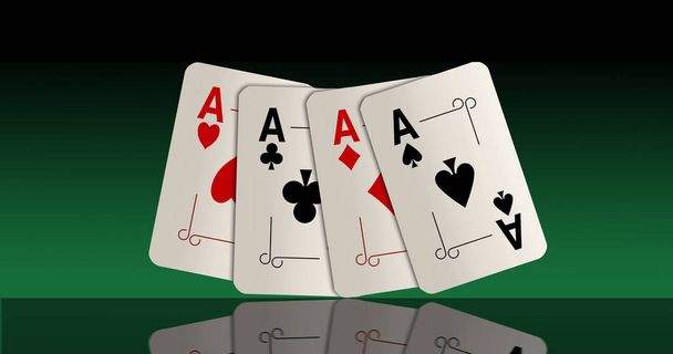 Tässä on neljä ässää pelikortteja. Voittava pokerikäsi. Tämä on esimerkki
. - Valokuva, kuva