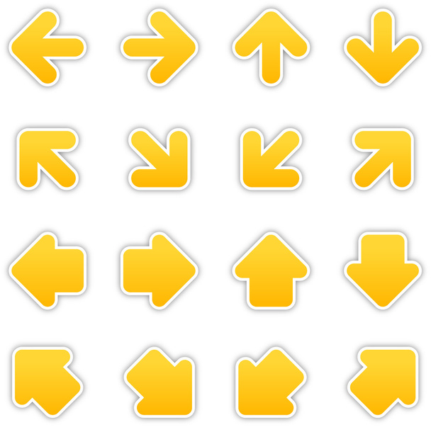 黄色の矢印サイン ステッカー web] ボタン - ベクター画像