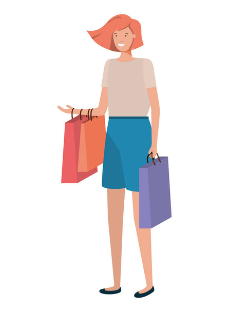giovane donna di shopping avatar personaggio
 - Vettoriali, immagini