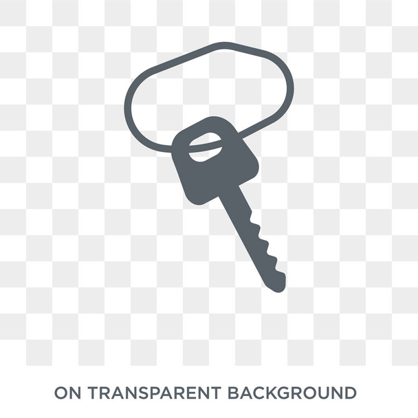 Door key icon. Trendy flat vector Door key icon on transparent background from smart home collection. High quality filled Door key symbol use for web and mobile - Vector, Image