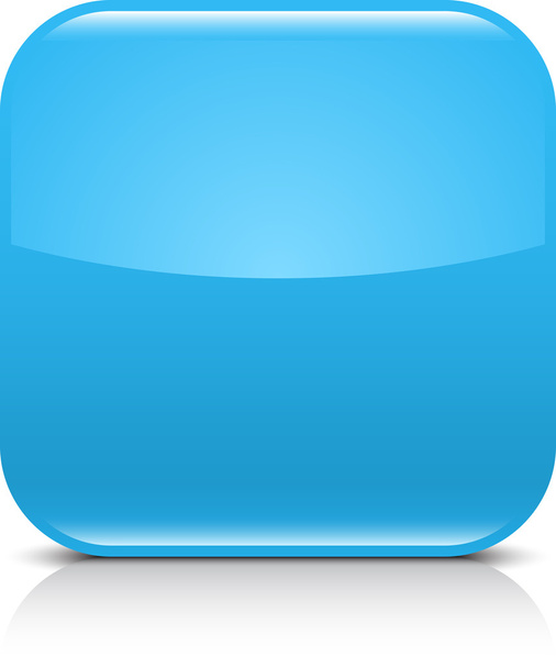Kék fényes üres internet gombot. Lekerekített négyzet alakú ikon a fekete árnyék és fehér alapon szürke tükrözi. A vektoros illusztráció teremtett és megtakarított-ban 8 eps - Vektor, kép