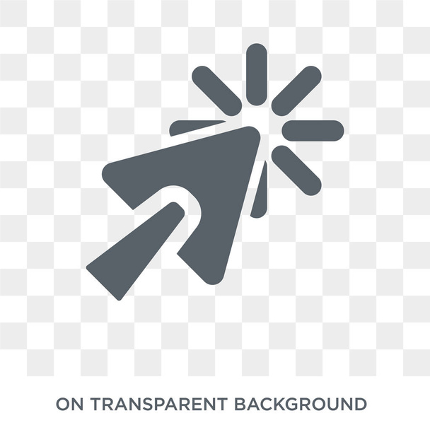 Klicken Sie auf das Symbol. trendige flache Vektor-Klicksymbol auf transparentem Hintergrund aus der Programmiersammlung. Hochwertige gefüllte Klicksymbole für Web und Mobile - Vektor, Bild