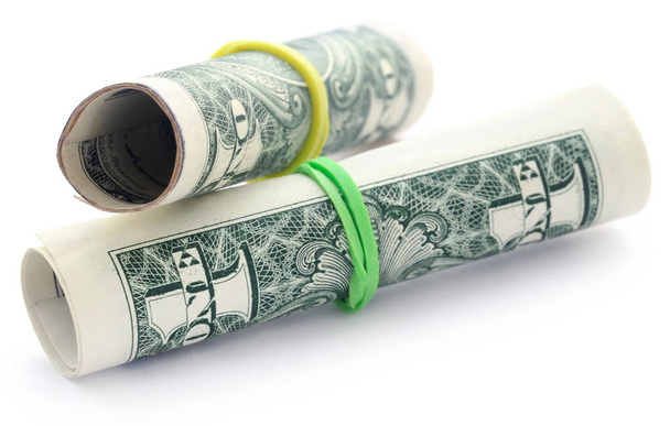 Rolled US Dollar over white background - Photo, Image