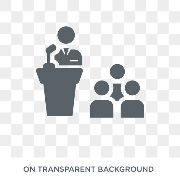 Businessman Giving a Lecture icon. Trendy flat vector Businessman Giving a Lecture icon on transparent background from People collection. High quality filled Businessman Giving a Lecture symbol use - ベクター画像