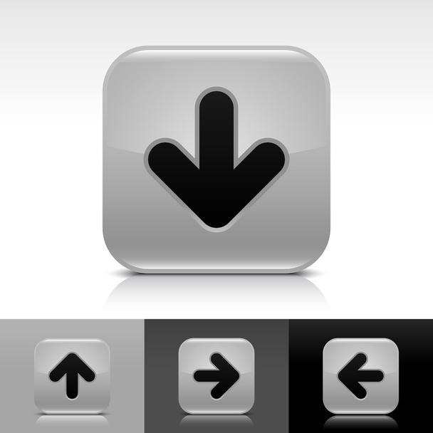 kara ok işareti ile gri parlak web düğmesi - Vektör, Görsel