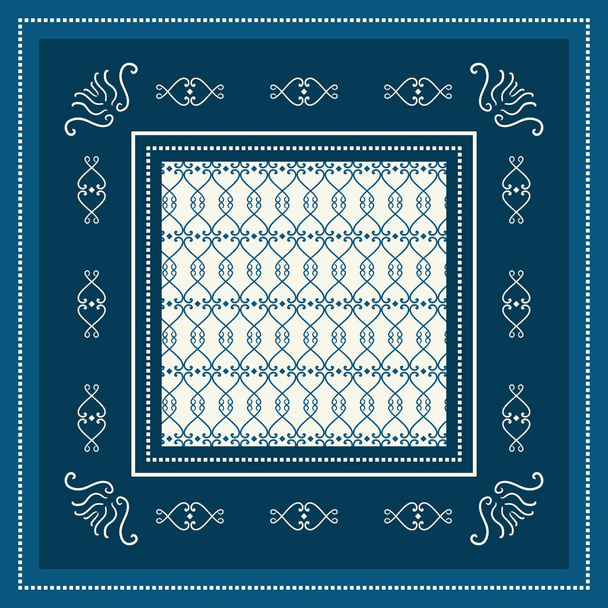 Cachecol de seda de moda com florais étnicos
 - Vetor, Imagem