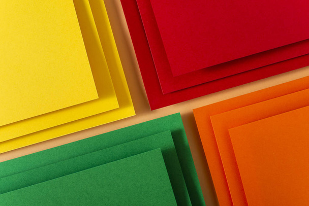 Vibrant colors palette paper design. Geometric shapes. Abstract multicolor paper composition. - 写真・画像