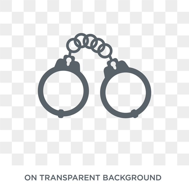 Handcuffs icon. Trendy flat vector Handcuffs icon on transparent background from law and justice collection. High quality filled Handcuffs symbol use for web and mobile - Wektor, obraz