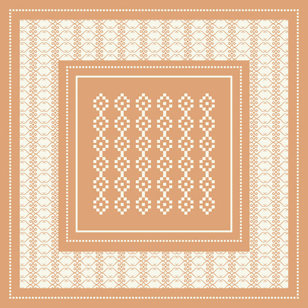 Módní hedvábný šátek s etnickým květinek - Vektor, obrázek