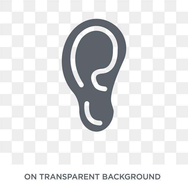 Lidské ucho ikona. Moderní ploché vektorové ikony lidské ucho na průhledném pozadí z kolekce částí lidského těla. Vysoce kvalitní plné využití symbolu lidské ucho pro web a mobilní zařízení - Vektor, obrázek