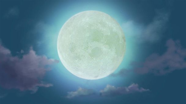 Luce della luna piena nella notte buia con le nuvole illustrazione. Bella scena luna natura di notte
 - Foto, immagini