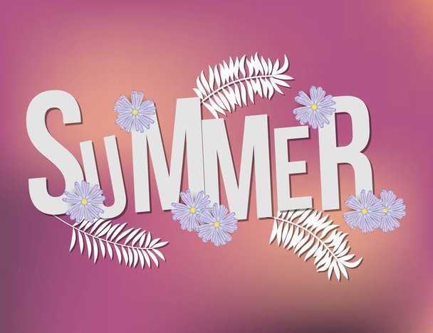 Floral summer background with tropical leaves and flowers - Vetor, Imagem