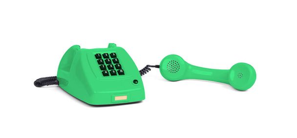 Teléfono verde vintage con fondo blanco - Foto, Imagen